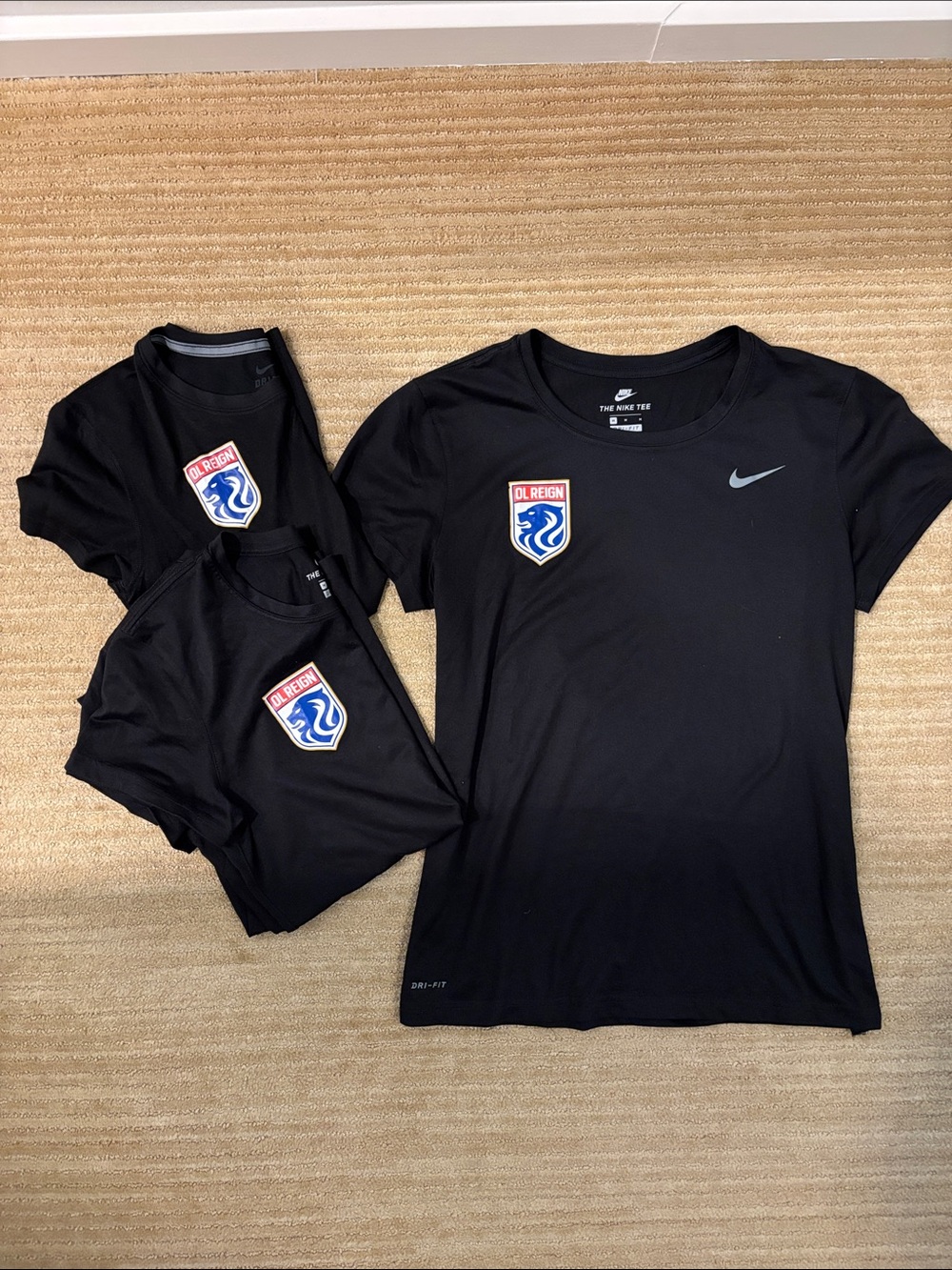 Ol Reign Nike Black Dri-fit Short Sleeve Soccer Shirt, 3-Pack, Women’s M
